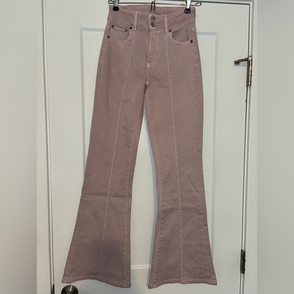 American Eagle High-waisted Light Pink Flare Jeans | 0 - Picture 1 of 3